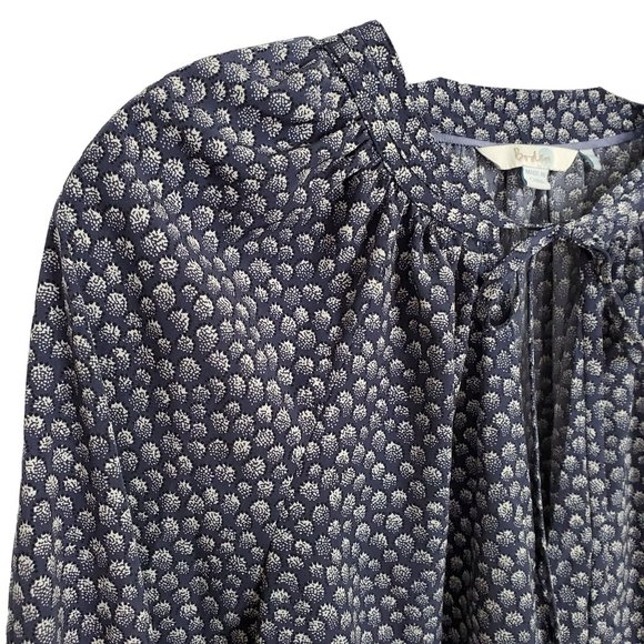 Boden Size 12 12R Blouse Peasant Boho Puff Sleeve Ribbon Tie Keyhole Blouson - Picture 4 of 7